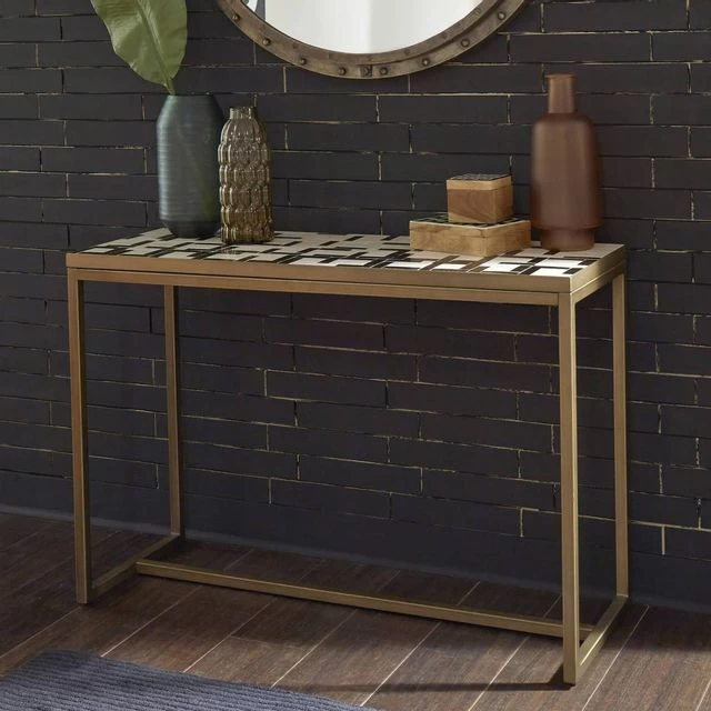 Homestyles® Geometric II Other Brass Console Table - Image 2