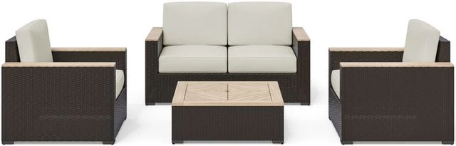 Homestyles® Palm Springs 4-Piece Brown Outdoor Loveseat Set