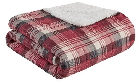 Olliix By Woolrich Tasha Red Oversized Softspun Down Alternative Throw
