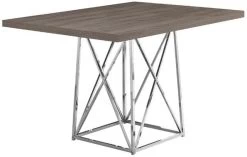 Monarch Specialties Inc. Dark Taupe Dining Table With Chrome Base