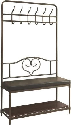 Coaster® Francesca Dark Walnut/Dark Bronze Hall Tree With 6-Hooks