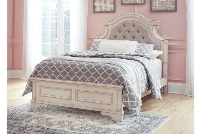 Signature Design By Ashley® Realyn Chipped White Full Upholstered Panel Bed - Image 3