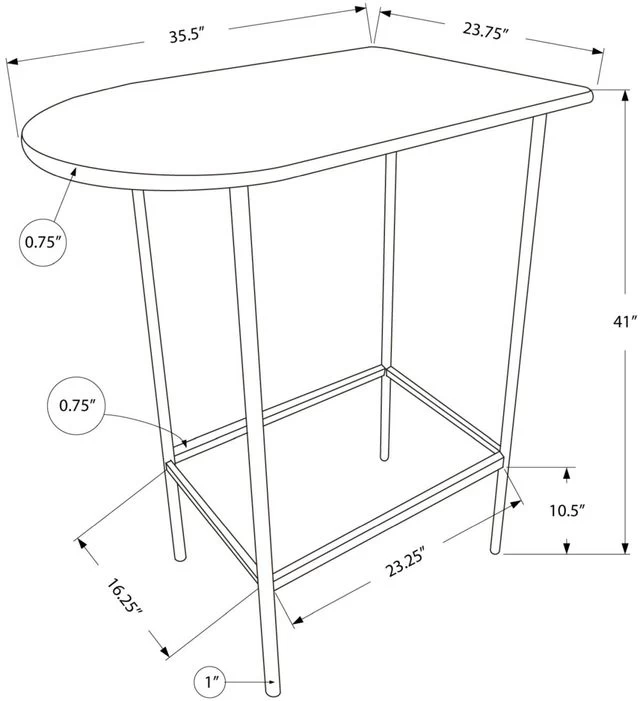Monarch Specialties Home Bar, Bar Table, Bar Height, Pub, 36" Rectangular, Small, Kitchen, Metal, Laminate, Black, Grey, Contemporary, Modern - Image 3