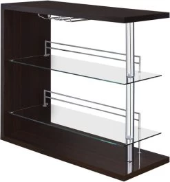 Coaster® Prescott Glossy Cappuccino Rectangular 2-Shelf Bar Unit