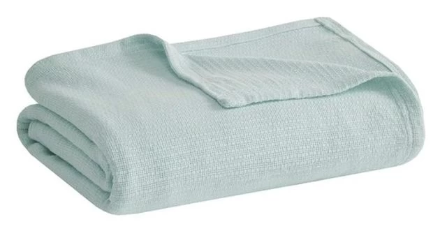 Olliix By Madison Park Freshspun Basketweave Blue Full/Queen Cotton Blanket - Image 2