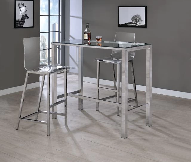 Coaster® Tolbert Chrome Bar Table With Glass Top - Image 3
