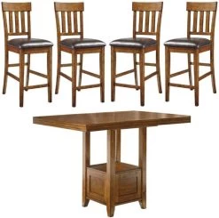 Signature Design By Ashley® Ralene 5pc Medium Brown Counter Height Table Set Plus 2 FREE STOOLS P45084979