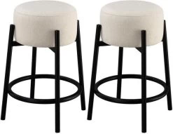 Coaster® Leonard 2-Piece White/Black Counter Stools