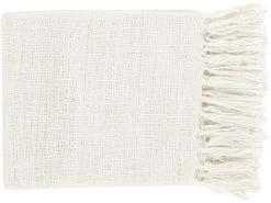 Surya Tilda White 59"x51" Throw Blanket