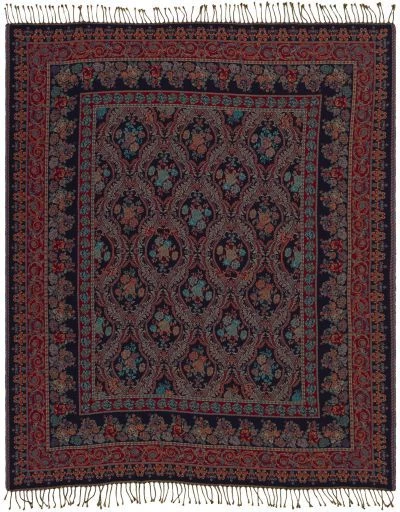 Surya Boteh Navy/Bright Red 50"x60" Throw Blanket - Image 2