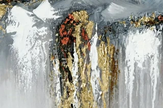 Crestview Collection Drizzling Tones Gray/Gold Wall Art - Image 2