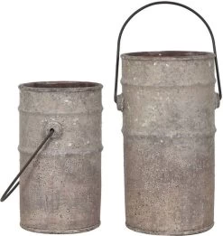 Crestview Collection 2-Piece Gray Antique Concrete Water Pail Set
