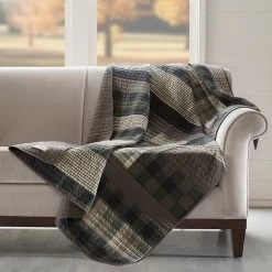 Olliix By Woolrich Taupe Winter Plains Quilted Throw Blanket