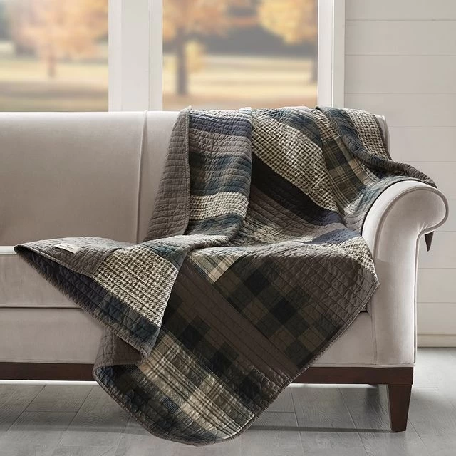 Olliix By Woolrich Taupe Winter Plains Quilted Throw Blanket