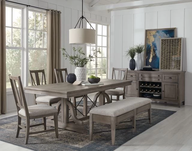Magnussen Grey Trestle Table Dining Set P27932510