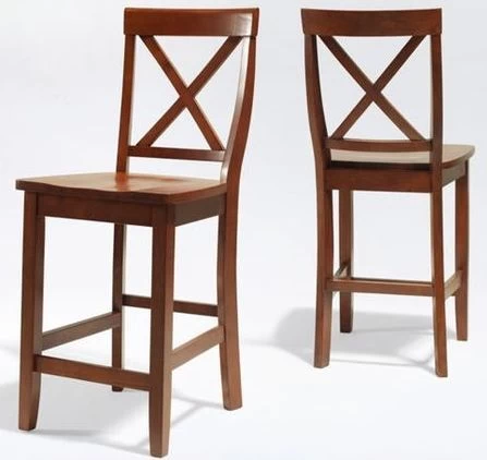 Crosley Furniture® X-Back 2-Piece Cherry Counter Stool Set - Image 3