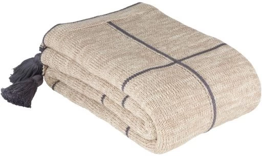 Surya Fleck Denim/Camel 50"x60" Throw Blanket - Image 3