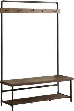 Coaster® Alise Chestnut/Dark Bronze Hall Tree With 5 Coat Hooks