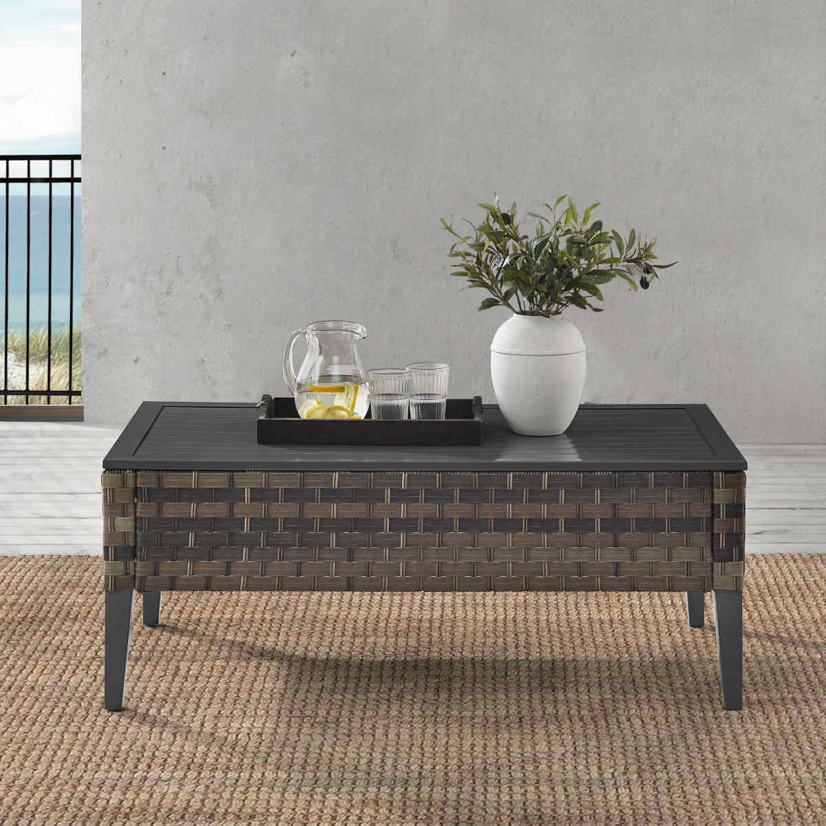 Crosley Furniture® Prescott Brown Outdoor Wicker Coffee Table - Image 5