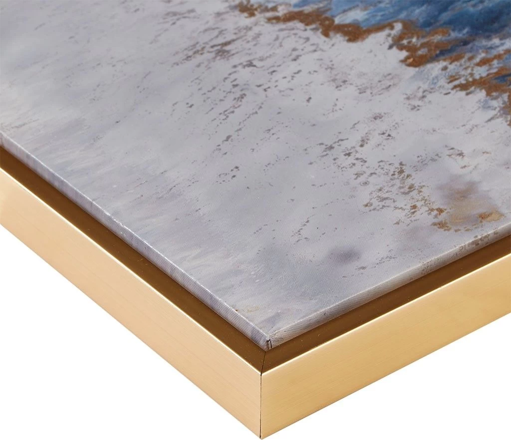 Olliix By Madison Park Blue/Grey Blue Embrace Framed Canvas With Gel Coat And Gold Foil - Image 5