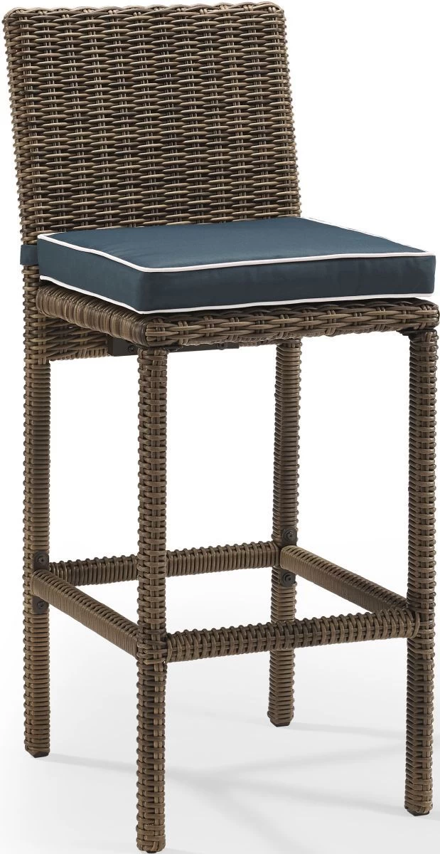 Crosley Furniture® Bradenton 2-Piece Navy Outdoor Wicker Bar Height Stool Set - Image 3
