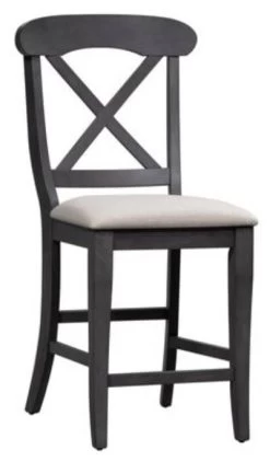 Liberty Furniture Ocean Isle Dark Gray Upholstered X Back Counter Chair - Set Of 2