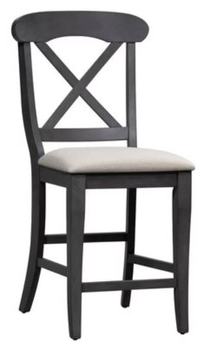 Liberty Furniture Ocean Isle Dark Gray Upholstered X Back Counter Chair - Set Of 2