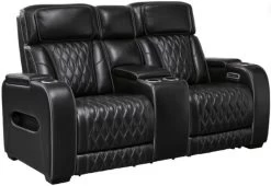 Signature Design By Ashley® Boyington Black Power Reclining Loveseat With Console