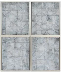 Crestview Collection Criss Crossed 4-Piece Light Blue/Off-White Wall Art Set