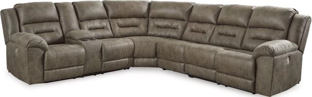 Signature Design By Ashley® Ravenel 4-Piece Fossil Power Reclining Sectional With Console