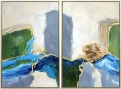 Crestview Collection Leblanc 2-Piece Blue/Green Wall Art