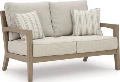 Signature Design By Ashley® Hallow Creek Driftwood Outdoor Loveseat With Cushion