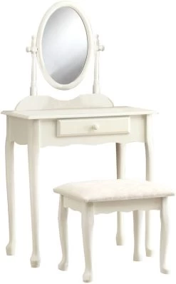 Monarch Specialties Vanity Set, Set Of 2, Makeup Table, Organizer, Dressing Table, Bedroom, Wood, Laminate, White, Traditional