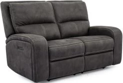 Cheers By Man Wah Charcoal Power Reclining Loveseat With Power Headrest