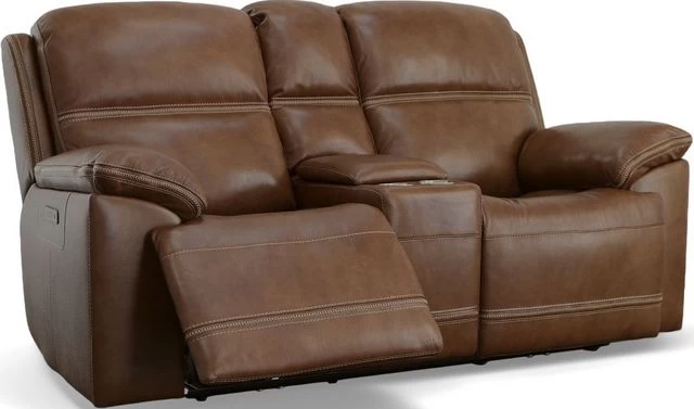 Flexsteel® Jackson Whiskey Power Reclining Loveseat With Console And Power Headrests - Image 3
