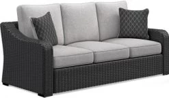 Signature Design By Ashley® Beachcroft Black/Light Gray Outdoor Sofa With Cushion