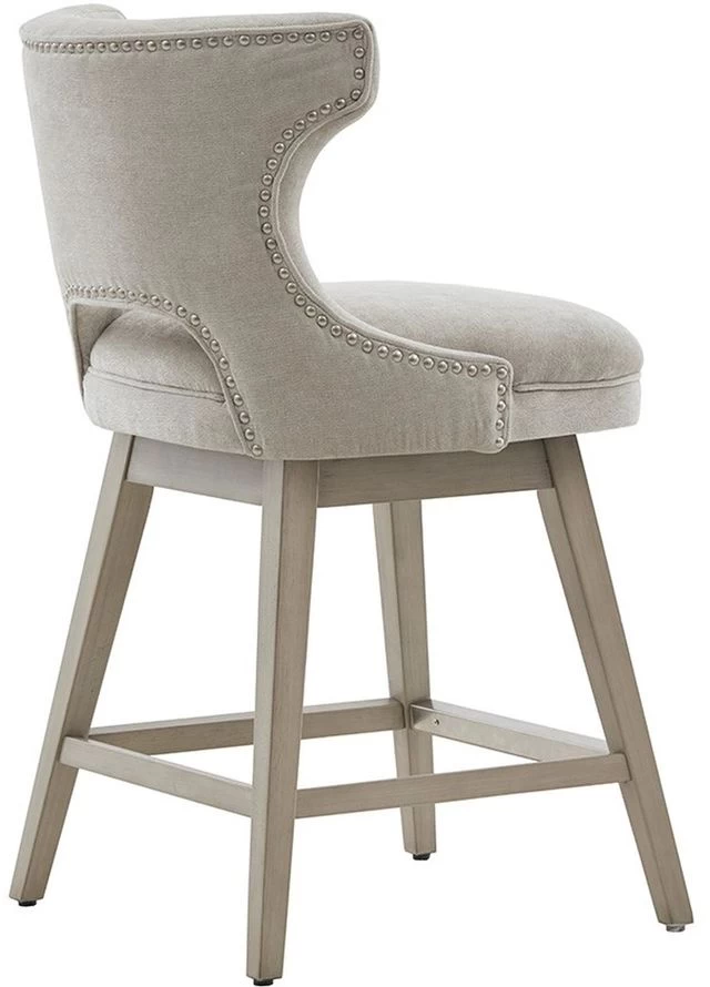 Olliix By Madison Park Light Grey Emmett Swivel Counter Stool - Image 4