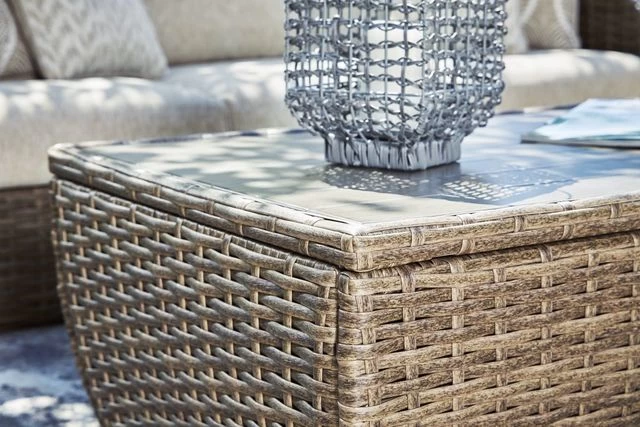 Signature Design By Ashley® Sandy Bloom Beige Outdoor Coffee Table - Image 4