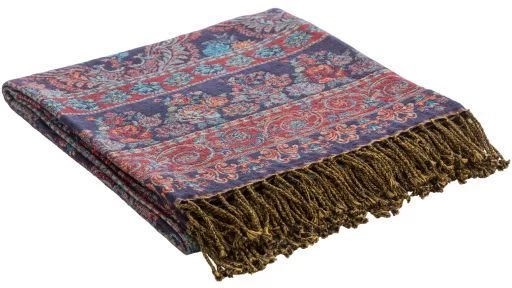 Surya Boteh Navy/Bright Red 50"x60" Throw Blanket - Image 3