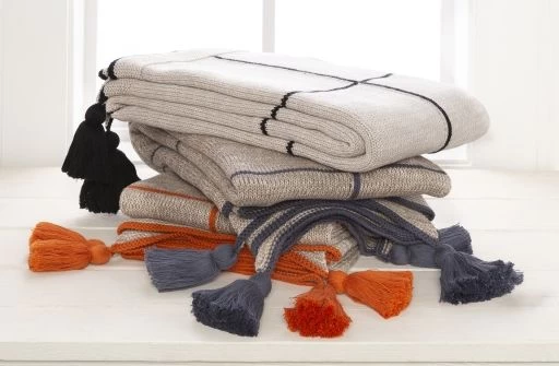 Surya Fleck Denim/Camel 50"x60" Throw Blanket - Image 4