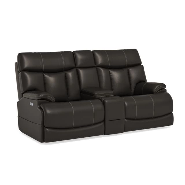 Flexsteel® Clive Black Triple Power Reclining Console Loveseat