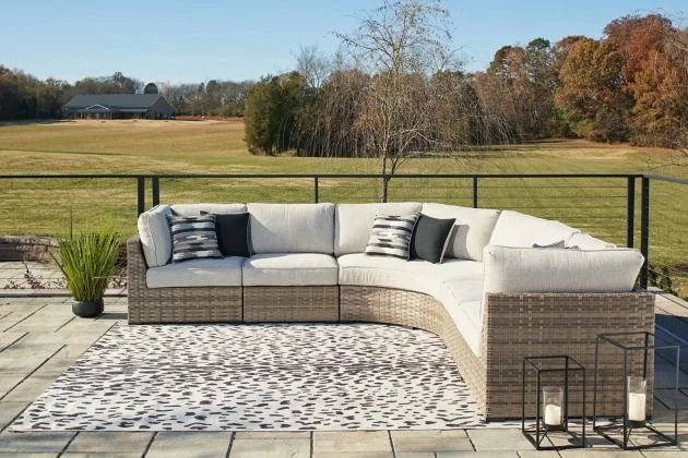 Signature Design By Ashley® Calworth 5-Piece Beige Outdoor Sectional - Image 2