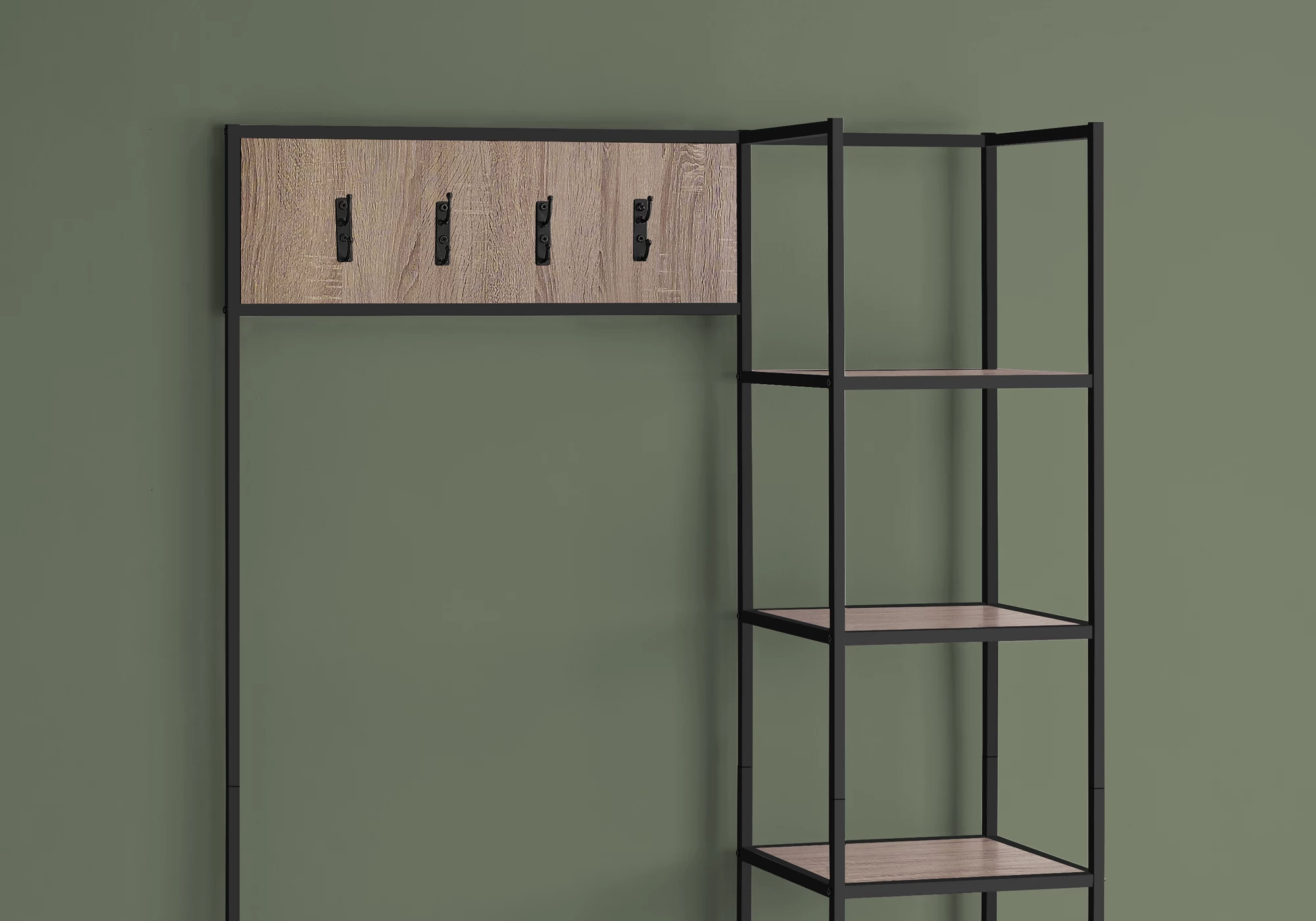 Monarch Specialties Bench, Entryway, Hallway, Storage, Organizer, Coat Rack, Hall Tree, Metal, Laminate, Brown, Black, Contemporary, Modern - Image 5