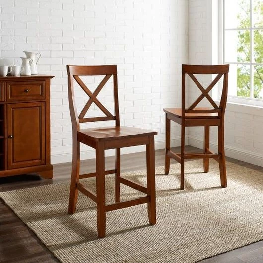 Crosley Furniture® X-Back 2-Piece Cherry Counter Stool Set - Image 5