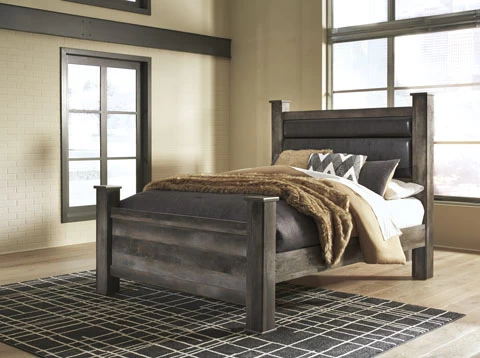 Signature Design By Ashley® Wynnlow 3pc Rustic Gray Queen Upholstered Poster Bedroom Set P73783461 - Image 5