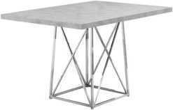 Monarch Specialties Dining Table, 48" Rectangular, Small, Kitchen, Dining Room, Metal, Laminate, Grey, Chrome, Contemporary, Modern