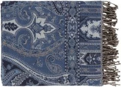 Surya Boteh Dark Blue 50"x60" Throw Blanket
