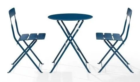 Crosley Furniture® Karlee 3-Piece Navy Indoor/Outdoor Metal Bistro Set - Image 2