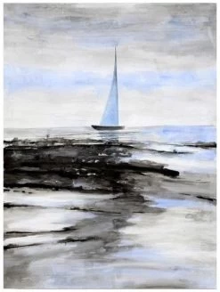 Crestview Collection Sail Away Black/Gray/Light Blue/Light Gray/Off-White Wall Art