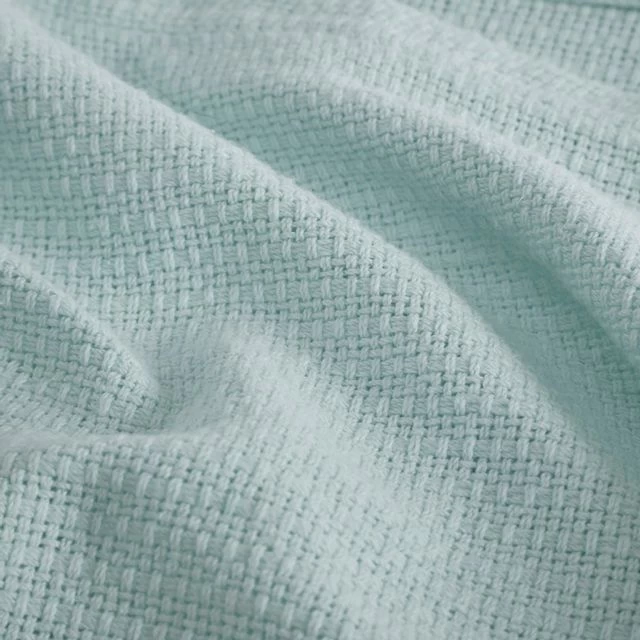 Olliix By Madison Park Freshspun Basketweave Blue Full/Queen Cotton Blanket - Image 4